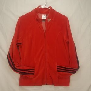 Adidas Red Velour Velvet Track Top Jacket